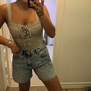 Ribbed Corset Bodysuit